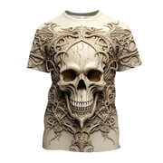 LUOGENLI Male T-shirts for Mens Men's Street Cool Round Neck Short Sleeved T Shirt Fashion 3D Short Sleeved T Shirt Mens T-shirts Graphic Tees xxl Tall Summer Clothes White XXXL