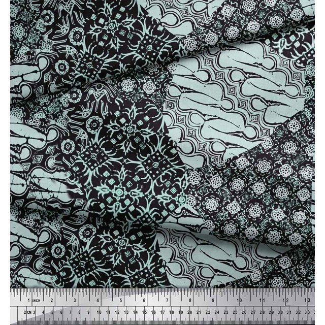 Soimoi Rayon Fabric Damask Patchwork Printed Craft Fabric by the Yard 56 Inch Wide