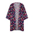 thumbnail image 4 of TIMIFIS Women Chiffon Printed Cardigan Kimono Robe Tops Beach Bikini Cover up Blouse-Navy-2-XXLFall, 4 of 5
