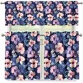 thumbnail image 2 of Colorful Hibiscu Kitchen Curtains Window Curtains Valance and Tier Set Modern Rod Pocket Short Tier Curtain for Bathroom Small Cafe Curtains for Decor Kitchen Window Curtains Over Sink, 2 of 5