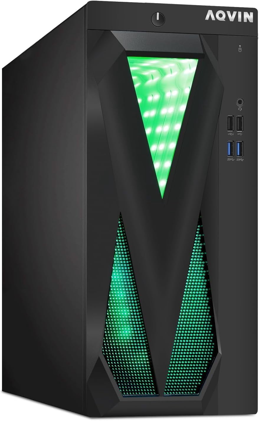 AQVIN RGB Desktop PC ~ Intel Core i5 Processor 8GB RAM 256GB SSD WiFi Bluetooth HDMI DisplayPort Windows 11 Pro - For Office / Home Use - Refurbished