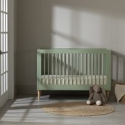 South Shore Cotton Candy Baby Crib with Adjustable Height, in Sage Green