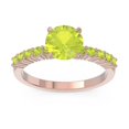 thumbnail image 1 of Bague de Mariée en Peridot Rond 2.25 T.C.W, Design Unique, Or Rose Massif 14K, Taille 5.5 par Diamond-Capitals, 1 of 7