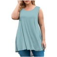 thumbnail image 2 of AherBiu Débardeurs d'Été Grande Taille pour Femmes Coupe Ample Col Rond Sans Manches Ourlet Mode Basique T-Shirt, 2 of 5