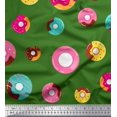 thumbnail image 1 of Soimoi Tissu Satin Modal Vert Imprimé Donuts par Yard 42 Pouces de Large, 1 of 5