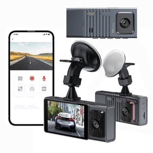 WiFi Dash Cam 1080P FHD Caméra de voiture double objectif avec vision nocturne, G-Sensor, enregistrement boucle, moniteur de stationnement & Détection des mouvements