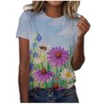 thumbnail image 1 of EQWLJWE Hauts d'Été pour Femmes Hauts pour Femmes en Liquidation Femmes Surdimensionné Été Décontracté Manches Courtes Col Rond Imprimé Manches Hauts Blouse Ample, 1 of 4