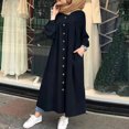 thumbnail image 1 of TopLLC Longues Robe à Manches à Col Rond la Mode Robe d'Hiver pour Femme Grande Taille Décontractée Col Rond Ample Boutons Poche Robe Imprimée à Manches Longues Robe pour Femme, 1 of 4
