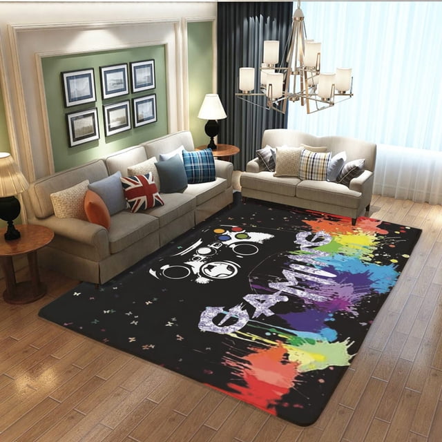 Teen Boys Carpets Printed Gamepad Living Room Mat Gamer Bedroom Area Rugs Controller Player Home Decor Non-Slip Crystal Sofa Floor 60*120cm