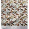 thumbnail image 1 of Soimoi Moss Georgette Fabric Geometric,Bird & Animals Patchwork Print Fabric by The Yard 42 Inch Wide, 1 of 3
