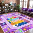 thumbnail image 3 of Educational Area Rug - ABC Rugs for Kids Playroom Classroom Carpet for Learning ABC Alphabet,Numbers,Animal,Colors,Season Kids Play Mat for Boys Girls Bedroom Decor,Purple,4.5x6 Feet, 3 of 6