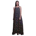 thumbnail image 1 of Bimba Bleu Marine Foncé Feuilles Florales et Tulipes Vêtements de Nuit pour Femmes Nuisette Imprimée Robe Maxi à Bretelles Spaghetti Vêtements de Nuit XXX-Large, 1 of 5