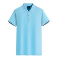 thumbnail image 1 of MAWCLOS Polo T-Shirt Garçon Coupe Ajustée Hauts Homme Manches Courtes Décontracté Bureau Haut Bleu 4TG, 1 of 2