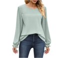 thumbnail image 2 of EQWLJWE Blouses à Manches Longues pour Femmes Col Rond Manches Longues Creusées Patchwork T-shirt Ample Vêtements d'Automne pour Femmes, 2 of 5
