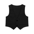 thumbnail image 1 of renvena Gilet de Complet Formel pour Garçon, Col en V, Boutonnage Simple, Ourlet Pointu, Mariage Soirée Fête, Noir, 5, 1 of 3