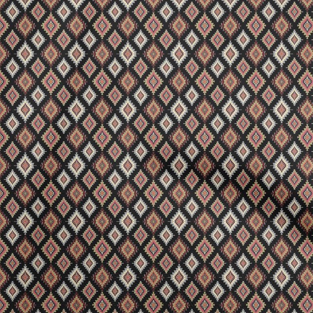oneOone Polyester Spandex Black Fabric Asian Kilim Sewing Craft Projects Fabric Prints By Yard 56 Inch Wide