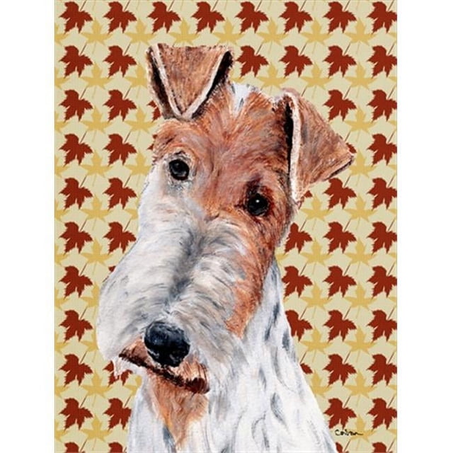 Carolines Treasures SC9676GF Fil Fox Terrier Automne Feuilles Drapeau Jardin Taille