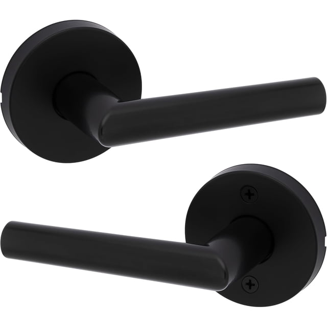 Poignée de Porte d'Entrée Mate avec Serrure, Réversible, Carrée, Poignées de Porte Extérieures/intérieures avec Serrure, Levier d'Entrée à Clé pour Porte d'Entrée, Chambre, Salle de Bain et Bureau, Déco Maison Moderne