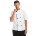 thumbnail image 3 of TOPTIE 2 Pack Unisex Short Sleeve Chef Coat Jacket, White, 3 of 6