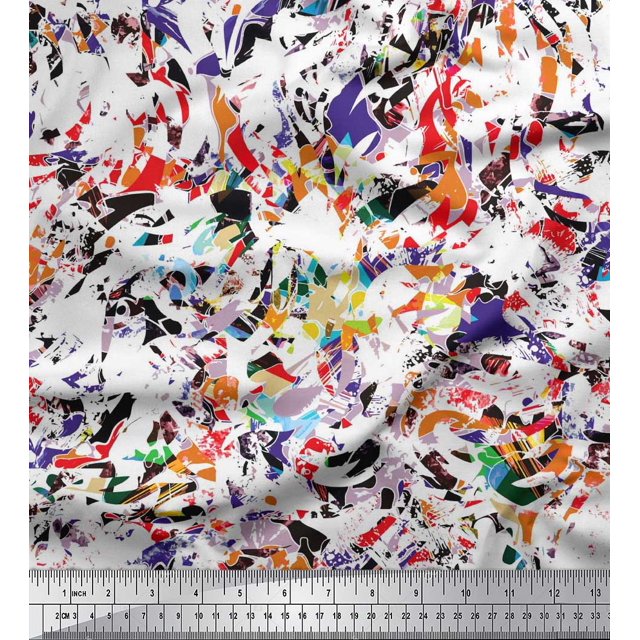 Soimoi Tissu Satin Modal Tissu à Texture Multicolore Imprimé au Mètre 42 Pouces de Large
