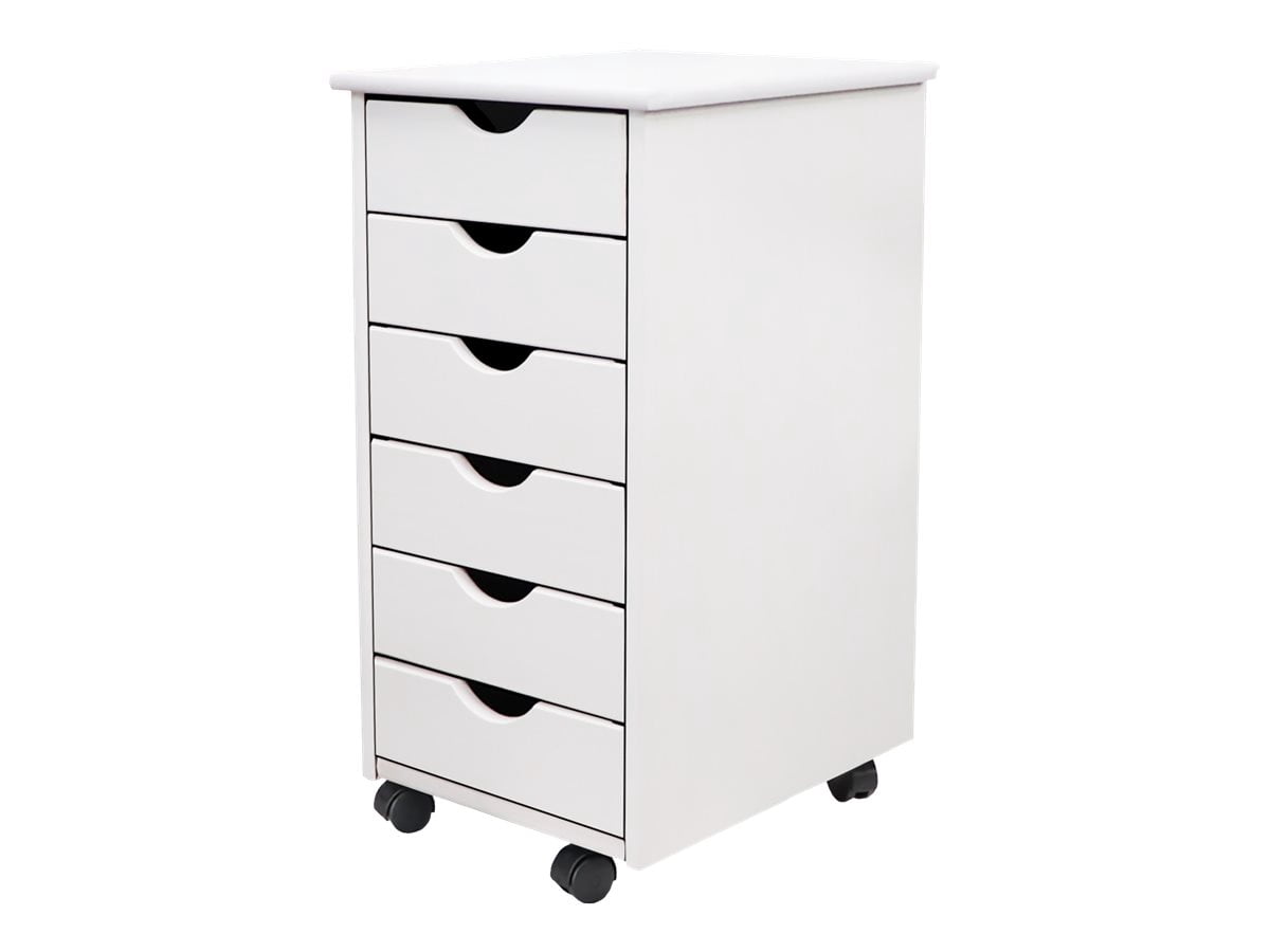 ADEPUTS 6 Drawer Wide Roll Cart Solid Wood, White