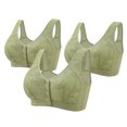 thumbnail image 1 of Sentmoon 3PC Front Closure Bras for Women Plus Size No Underwire Seamless Bras for Women Comfortable with Button Floral Lace Embroidery Lift Sleep Bras Mom Lightweight for Daily Commute Green 46/105, 1 of 2