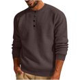 thumbnail image 1 of Yuyuzo Sweatshirts for Men Long Sleeve Round Neck Buttons Pullover Knitted Textured Solid Color Tops, 1 of 6