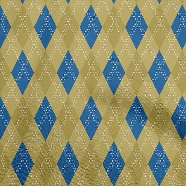 oneOone Velvet Medium Blue Fabric Argyle Craft Projects Decor Fabric Printed By The Yard 58 Inch Wide