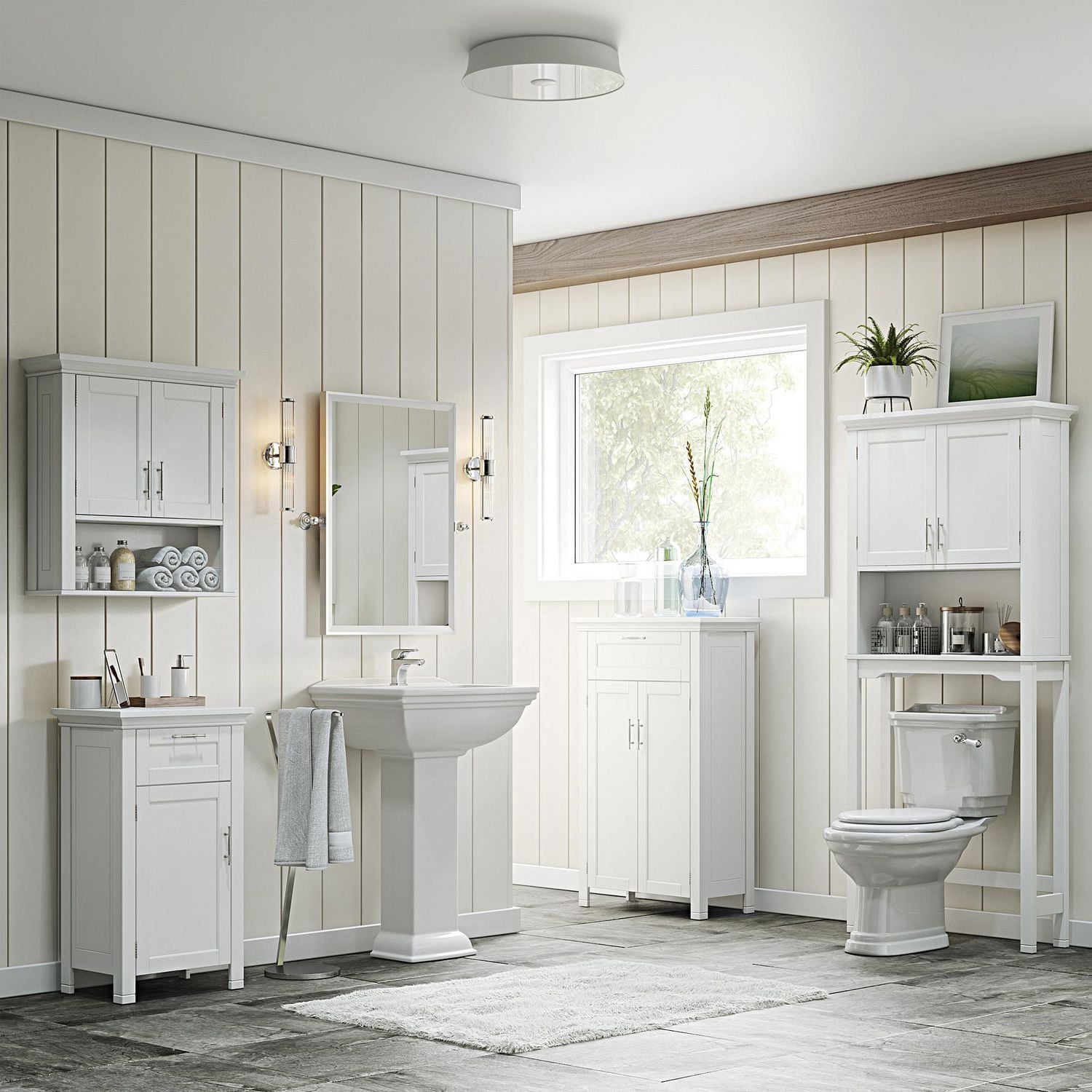 Somerset Collection Maison RiverRidge® Armoire sur pieds, 1 porte, 16 po. (largeur) x 30 po. (haut) x 12 po. (prof), blanc