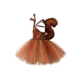 thumbnail image 2 of Diconna Noël Enfant Fille Squirrel Costume, Robe Sans Manches en Tulle Patchwork + Bandeau + Queue Vêtements de Cosplay, 2 of 6