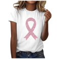 thumbnail image 1 of LUOGENLI T-shirts pour Femme pour Femmes T-shirts pour Femmes D Mode Décontracté Ruban Imprimé Promotionnel International Mois Manches Courtes Col Rond T-Shirt Haut Vintage T-shirts pour Femmes T-Shirt Graphique Saint-Valentin Blanc TG, 1 of 3