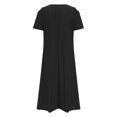 thumbnail image 4 of Mefallenssiah Robe d'Été pour Femme, Confortable et Tendance, Couleur Unie, à Boutons, Ajourée, avec Poches, Manches Courtes, Col Rond, 4 of 6