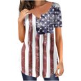 thumbnail image 1 of Lenago Summer Plus Size Workout Tops for Women Femme Mode Imprimé Tank Haut Col Rond en Vrac Manches Courtes Pull Top 4ème de Juillet Tenues for Women, 1 of 3