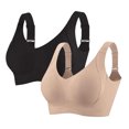 thumbnail image 1 of 2 Pieces Women Plus Size Push-Up Bras No Underwire T-Shirt Bralettes Ribbed Full Coverage Sports Everyday Bras Multicolor, 40/90BCD, 1 of 5