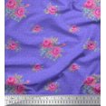 thumbnail image 1 of Soimoi Tissu Poly Georgette à Imprimé Floral de Tourbillons, Feuilles et Roses 1 Yard 52 Pouces de Large, 1 of 1