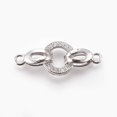 thumbnail image 4 of HLONK 5Set Brass Micro Pave Cubic Zirconia Fold Over Clasps Flat Round Clear Real Platinum Plated 32mm Inner  4.5mm, 4 of 4