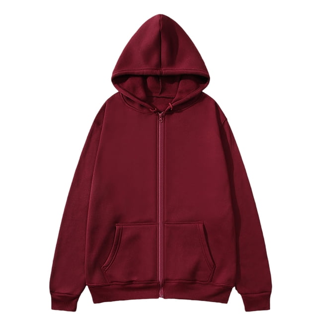 Zip Up Hoodies for Men Long Sleeve Sweatshirt Loose Fit Solid Color Fall Sweatshirts