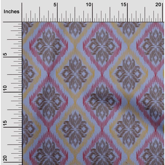 oneOone Tissu Popeline de Coton Argyle Ikat Imprimé 1 Yard 42 Pouces de Large