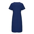 thumbnail image 4 of Pisexur Robe à Manches Courtes Col en V Longueur Genou Mode Femmes Été Imprimé Décontracté Col en V Bouton Manches Courtes Vacances Poches Robe Femmes Robe, 4 of 5