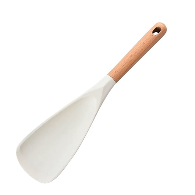 Silicone Scraper Kitchen Spoon Non-Stick Pan and Baking Utensils Set for Cooking Ergonomic Durable Silicone and Wood Construction