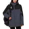 thumbnail image 2 of Sentmoon Waterproof Jacket Plus Size Hooded Neck Long Sleeve Women Winter Coats Zipper Color Block Windproof Clothes for Women with Pockets Fall and Winter Active for Running and Hiking, 2 of 9