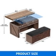 thumbnail image 2 of DEXTRUS 3in1  Lift Top Coffee Table with Ottoman Bench on Wheels, Farmhouse Storage Centre Table, Brown, 2 of 8