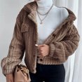 thumbnail image 4 of IROINID Veste Courte Décontractée pour Femme à Revers en Pointe, Blouson Bomber Uni à Manches Longues, Brun, 4 of 8