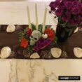 thumbnail image 4 of The HomeCentric Silk Chocolate Ivory Satin Ribbon Flower Table Runner 16 x 90 Inch with Sequins Embroidered Brown, 4 of 10