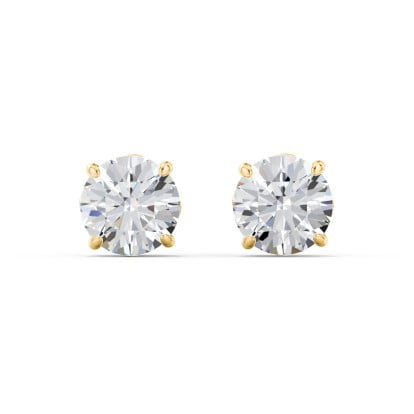1 Carat Solitaire Stud Earrings in 10K Yellow Gold
