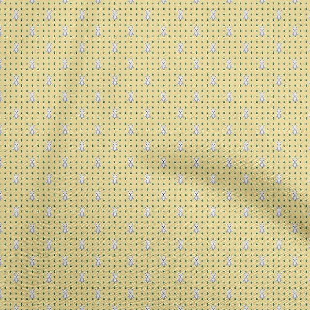 oneOone Viscose Chiffon Yellow Fabric Rabbit Sewing Material Print Fabric By The Yard 42 Inch Wide