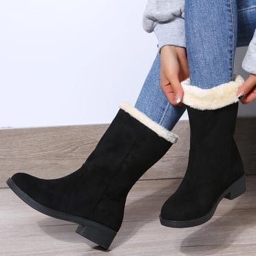 TIMIFIS Bottes de Neige Mi-Mollet pour Femmes / Isolation Thinsulate d'Hiver, Doublure Chaude en Fourrure / Fermeture Antidérapante et à Lacets, Bottes pour Temps Froid, Cadeaux de Noël pour Femmes