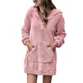 thumbnail image 1 of TJAZFJPA Robes Mignonnes pour Femmes Robe Décontractée Unie à Capuche Ample avec Fermeture Éclair Poche Chandail Col en V Robe Chandail en Molleton Mini Robe Été Maternité Robe Courte Été, 1 of 5