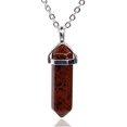 thumbnail image 1 of Mahogany Obsidian Gemstone Hexagonal Pointed Reiki Chakra Pendant Necklace 20", 1 of 3