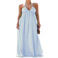 thumbnail image 1 of Ladies‘ Tie-Up Halter Neck Dress in Solid Color for Summer Casual Wear, 1 of 3